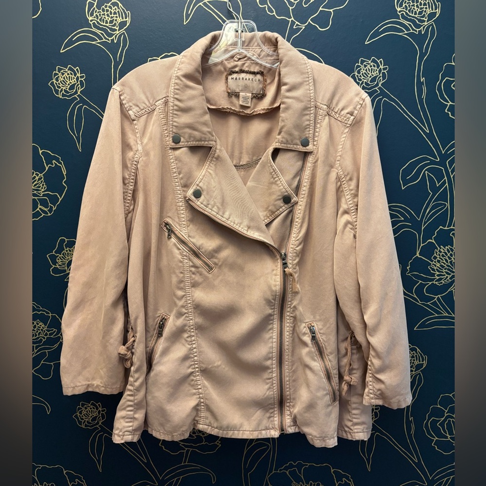 Anthropologie MARRAKECH pink MOTORCYCLE JACKET sustainable lyocell women’s XL